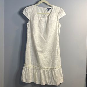Cream White Shift Dress with Ruffle